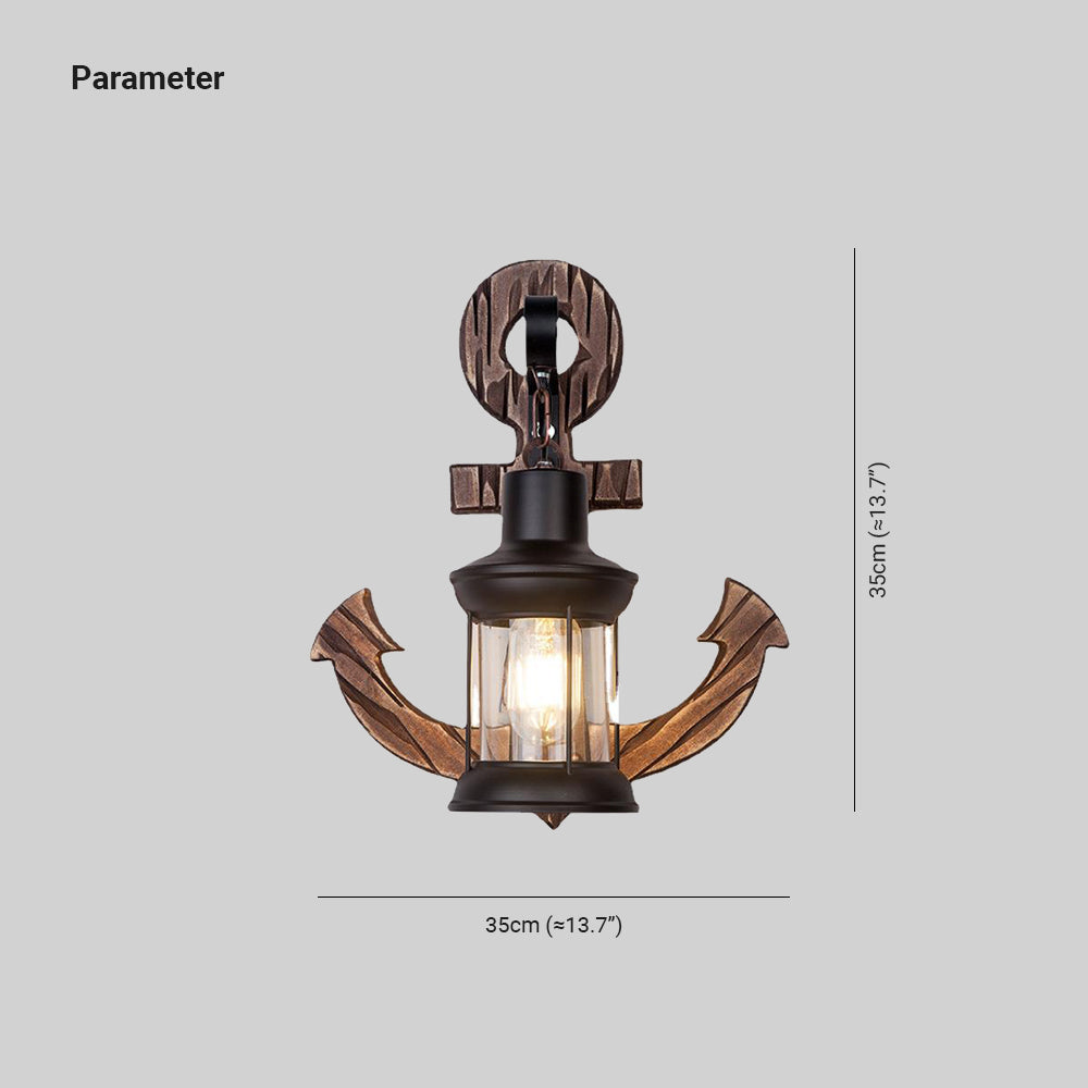 Alessio anchor wall lamp dimensions, vintage wooden lighting