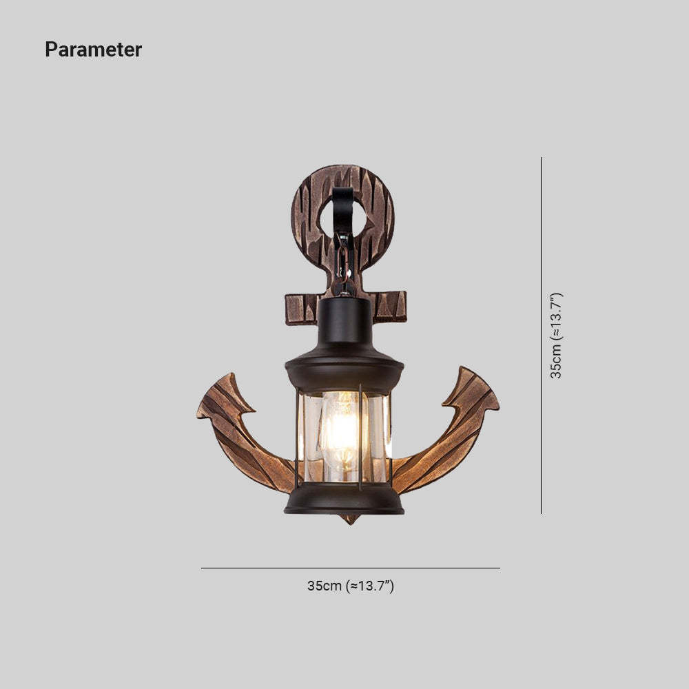 Alessio anchor wall lamp dimensions, vintage wooden lighting