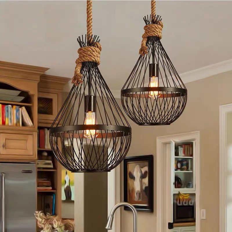 Epoch Industrial LED Pendant Light Black Metal Living Room