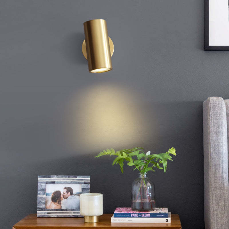 Freja Moden Spotlight cylindrical Metal Wall Lamp, Gold/Black