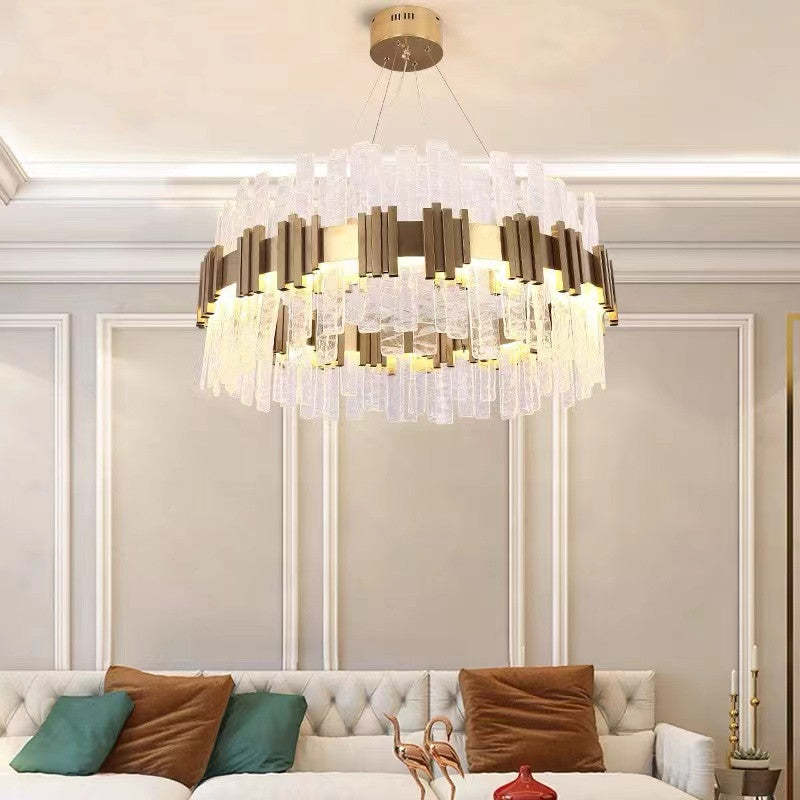 Marilyn Mid Century Iron & Glass Chandelier Circle