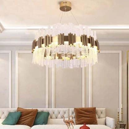 Marilyn Mid Century Iron & Glass Chandelier Circle