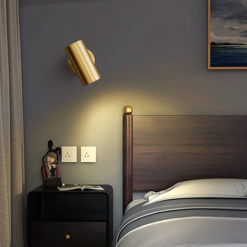 Freja Moden Spotlight cylindrical Metal Wall Lamp, Gold/Black