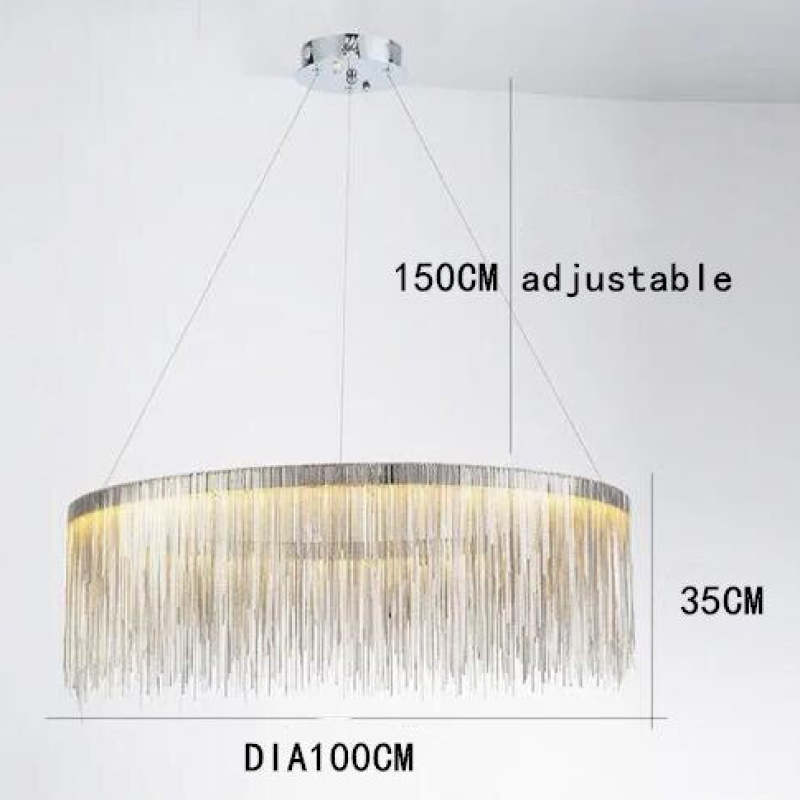 Arisha Colon Tassel Chain Art Deco Pendant Light Silver/Gold Living Room/Hall