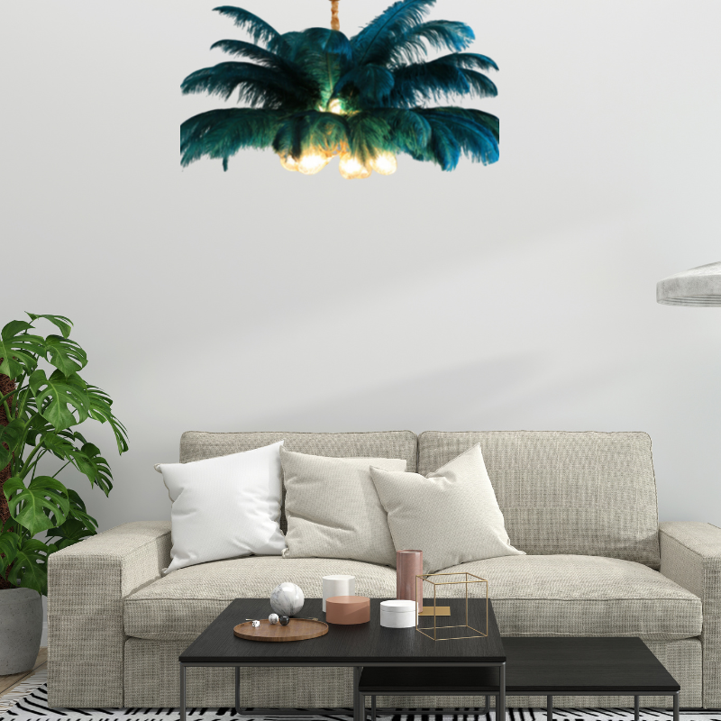 O'Moore Nordic Luxury Pendant Light, Brass/Feather