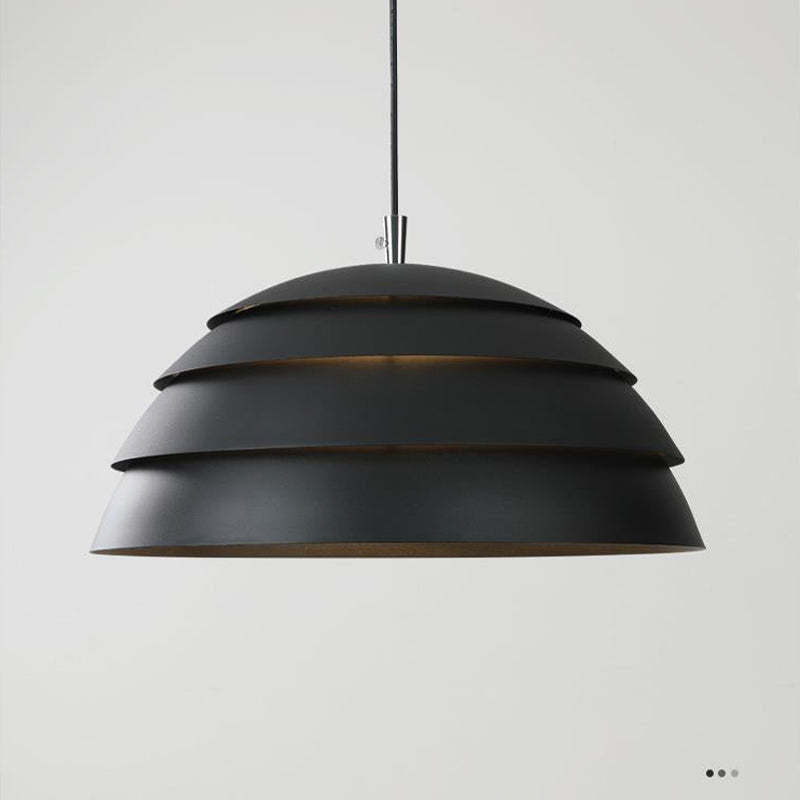 Nazifa Design Semi-Globe Metal Pendant Light, Black/White