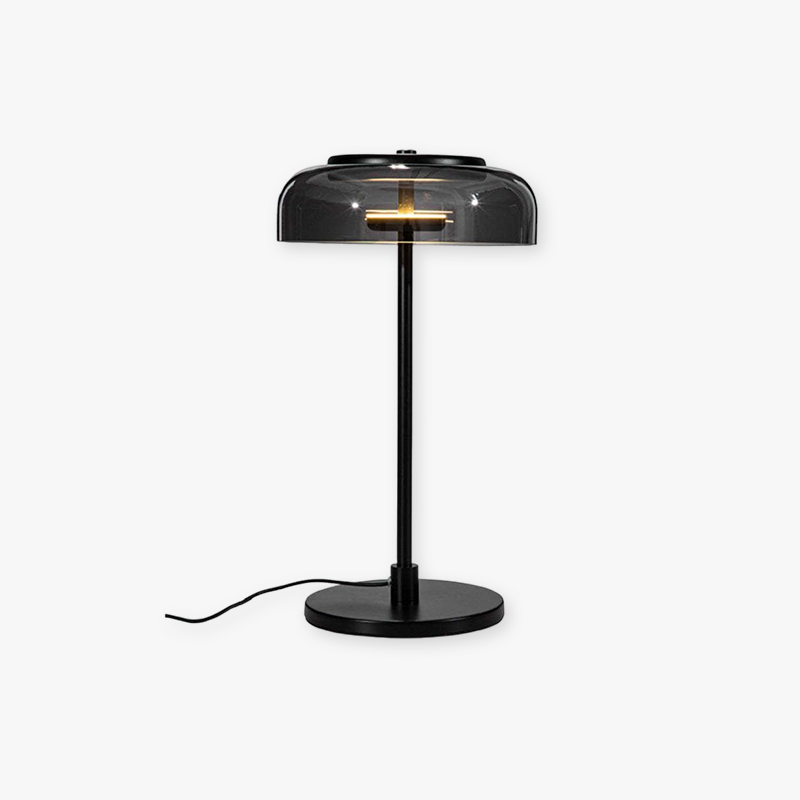 Hailie metal table lamp with glass shade