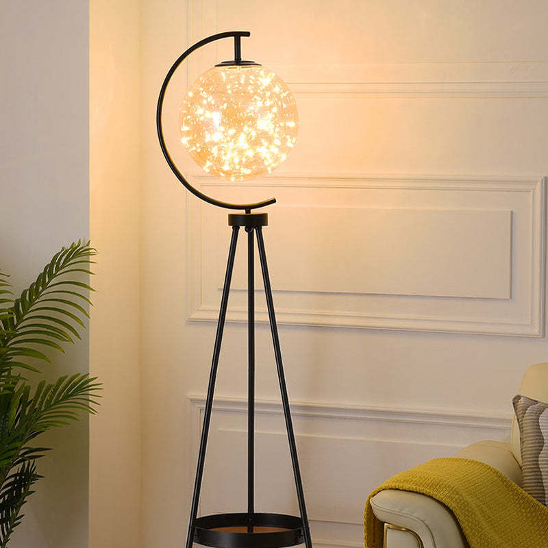 Kady Modern Starry Globe Glass Floor Lamp, Gold