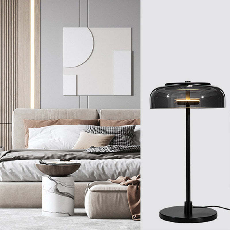 Hailie Modern Umbrella Glass/Metal Table Lamp, Black
