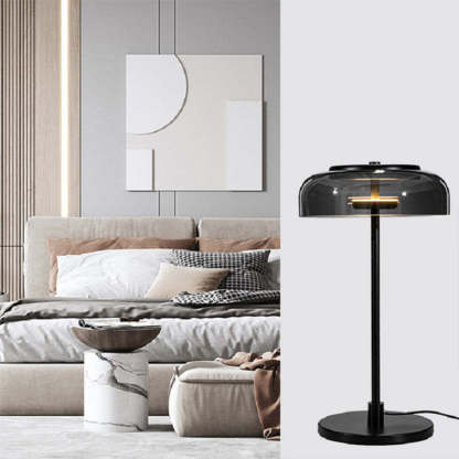 Hailie Modern Umbrella Glass/Metal Table Lamp, Black