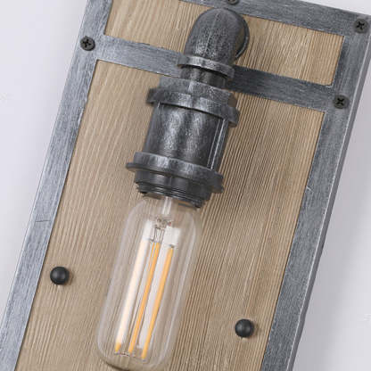 Vintage industrial Alessio wall lamp with wood and metal