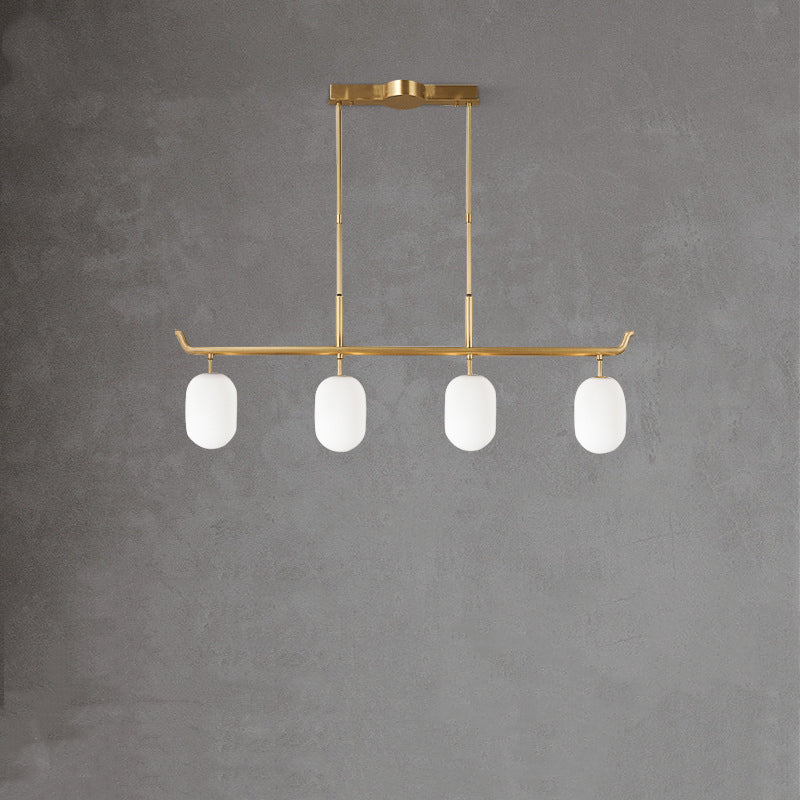 Valentina Modern Metal Glass Linear Lantern Chandelier Dining Room