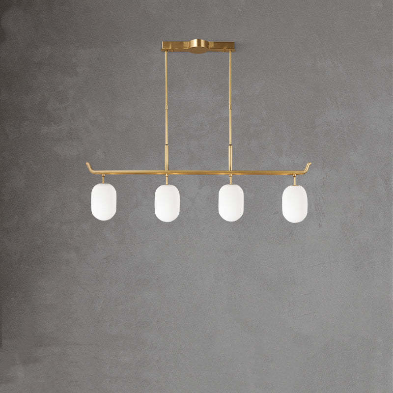 Valentina Modern Metal Glass Linear Lantern Chandelier Dining Room