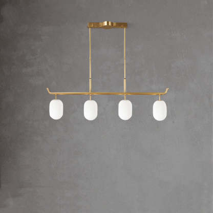 Valentina Modern Metal Glass Linear Lantern Chandelier Dining Room