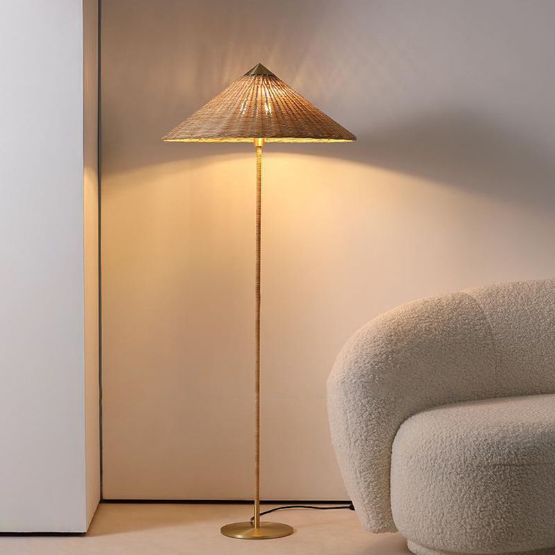 Muto Modern Metal Fabric Rattan Floor Lamp