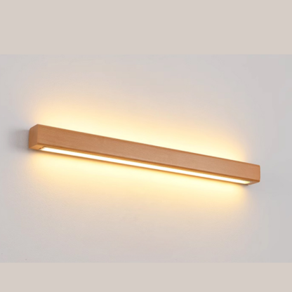 Ozawa Linear Mirror Wooden Front Vanity Wall Lamp