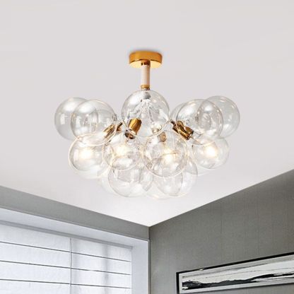 Valentina modern glass globe ceiling light fixture, gold and glass