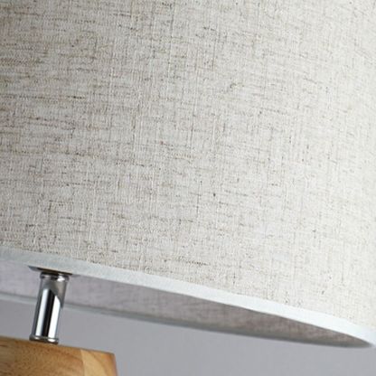 Muto Modern Cylinder Wood Fabric Floor Lamp, White/Beige