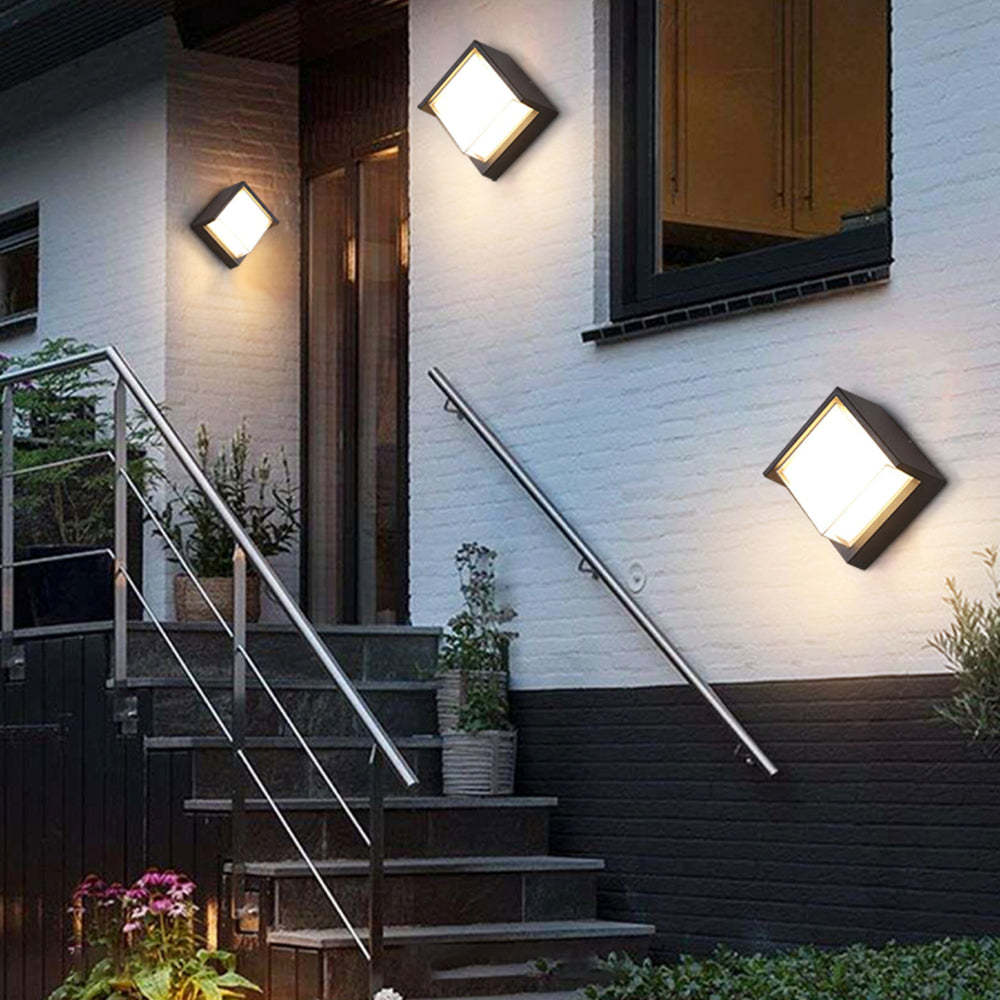 Orr Modern Square Metal Outdoor Wall Lamp Black White