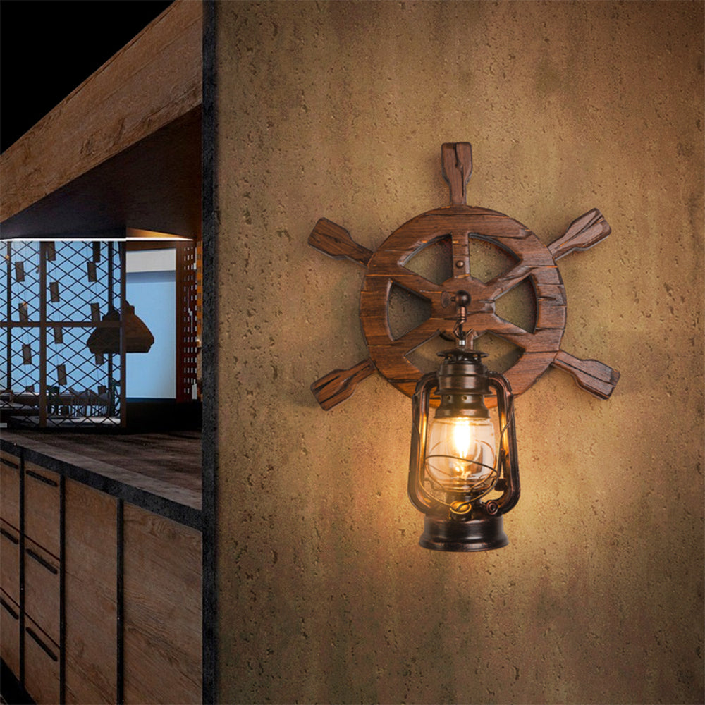 Retro rudder wall lamp in bedroom lighting