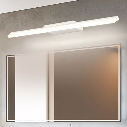 Leigh Minimalist Linear Metal/Acrylic Wall Lamp, White, Bathroom