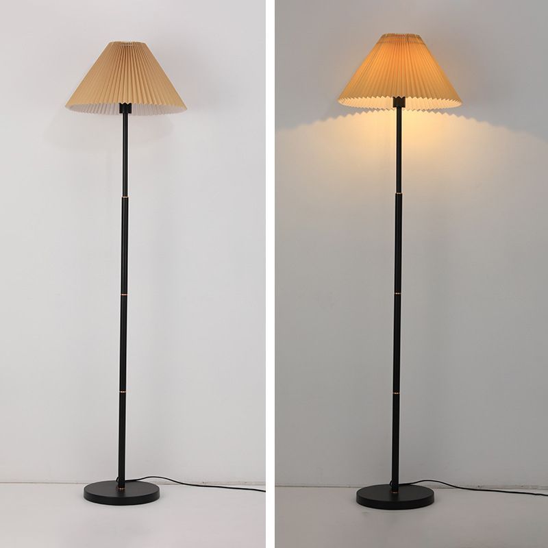 Ozawa Modern Pleated Metal Fabric Floor Lamp, White/Green/Apricot
