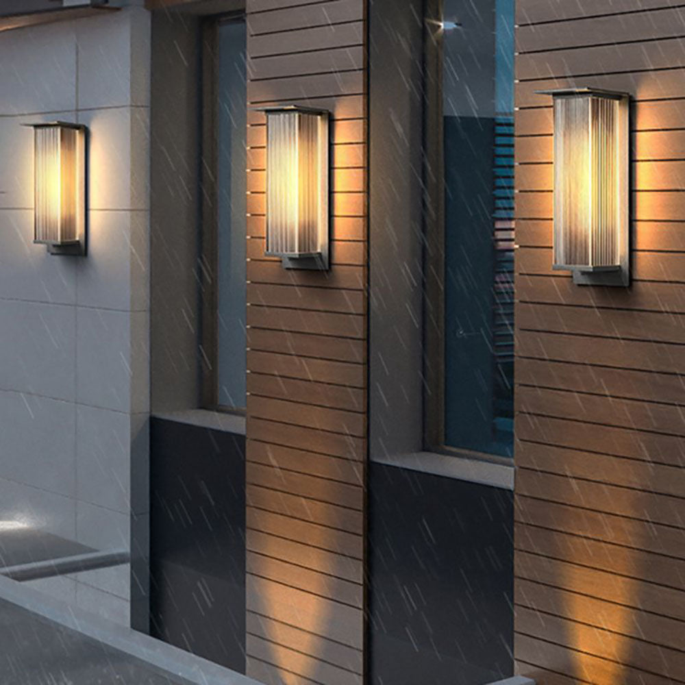 Orr Modern Rectangular Metal Outdoor Wall Lamp, Black