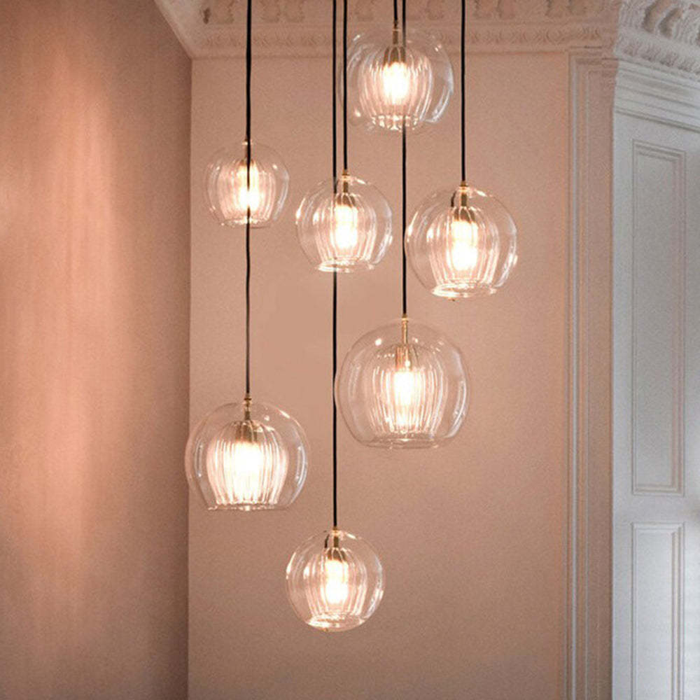 Hailie Nordic Glass Globe Pendant Light, Clear/Amber