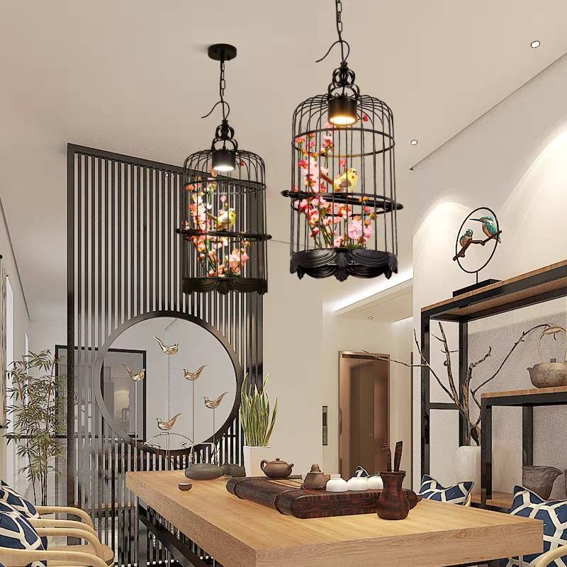Cooley Art Deco birdcage pendant lights in elegant interior