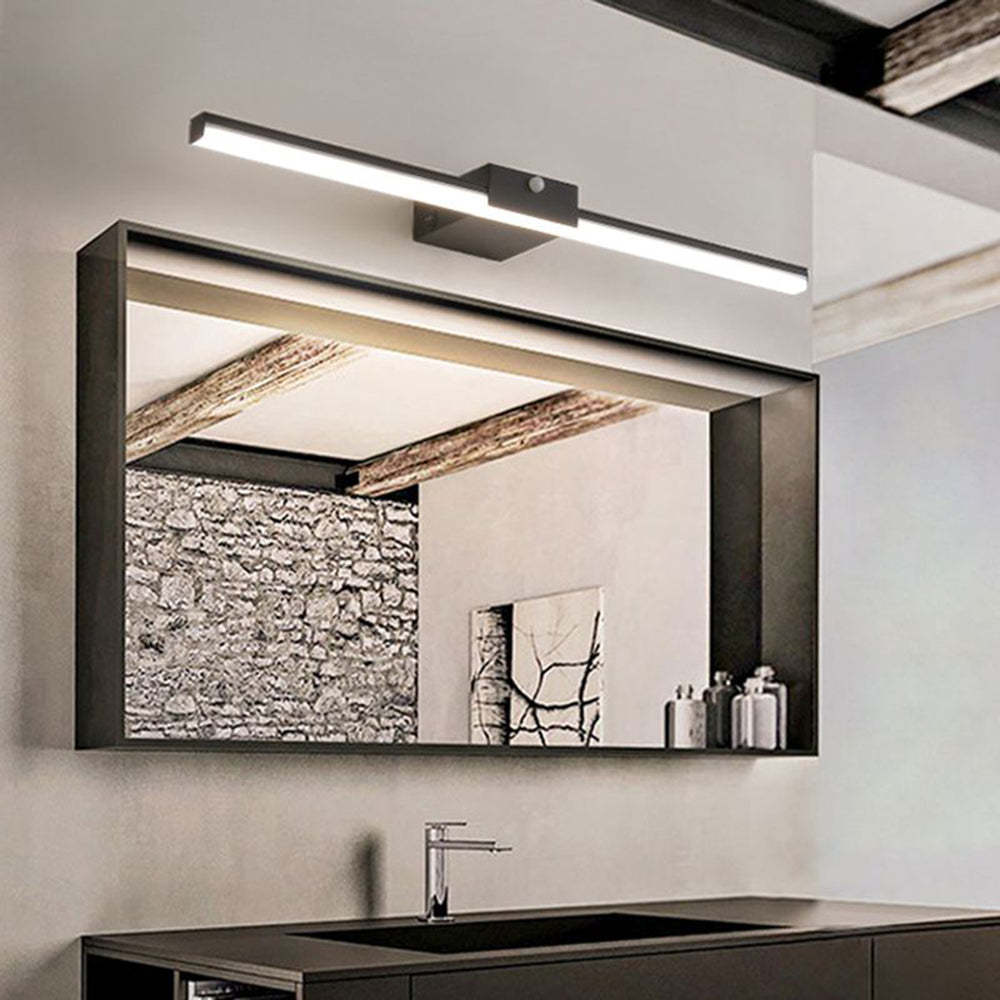 Edge Minimalist Linear Metal Wall Lamp, Black/White, Bathroom
