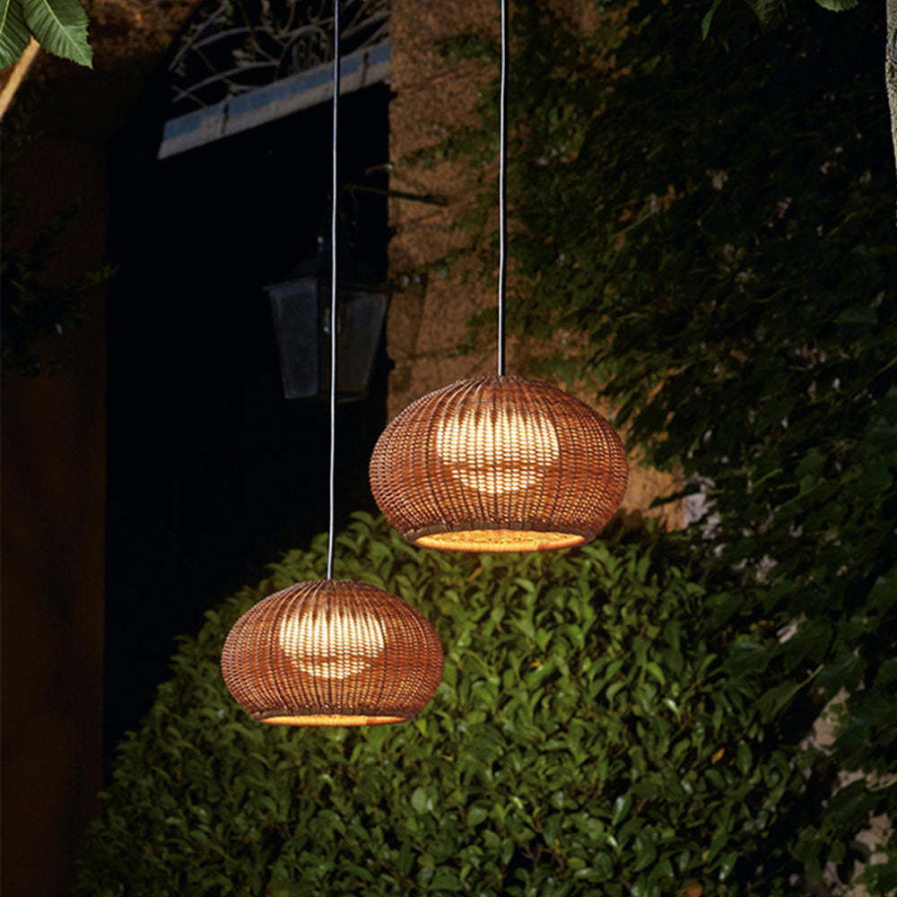 Modern Bamboo Lantern Zen Pendant Light, Beige/Coffee | Las Sola