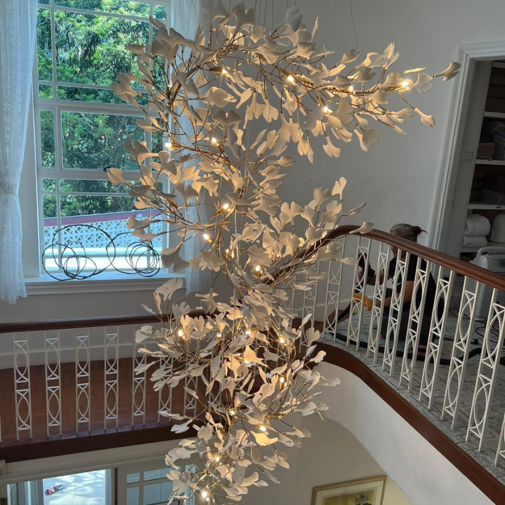 Olivia Modern Leaf Chandelier Metal/Ceramic Bedroom/Living Room