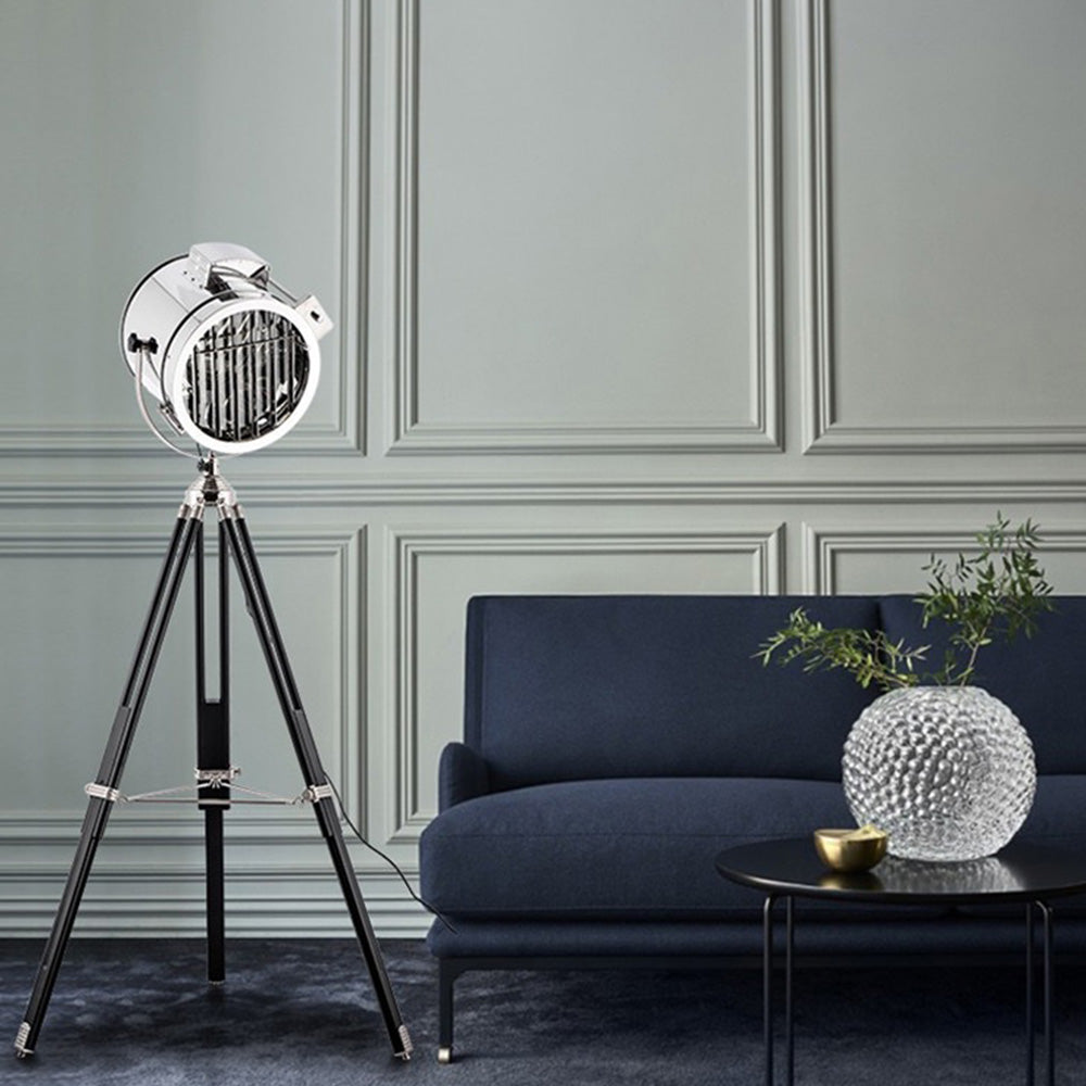 Salgado Retro Tripod Metal Floor Lamp, Silver, Bedroom/Study
