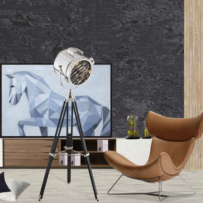 Salgado Retro Tripod Metal Floor Lamp, Silver, Bedroom/Study