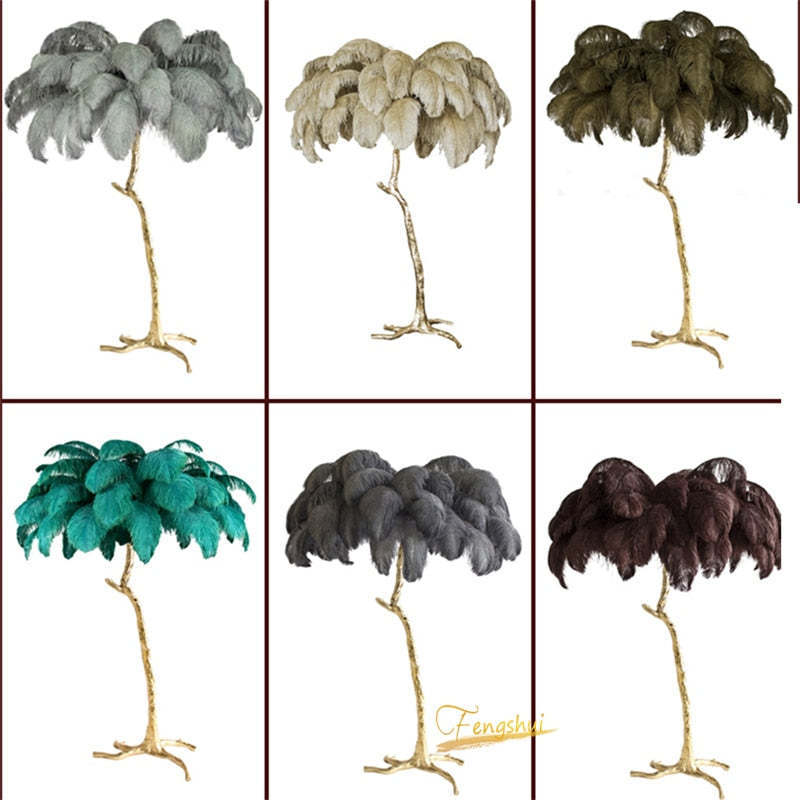 O'Moore Nordic Luxury Unique Ostrich Feather Floor Lamp/Table Lamp