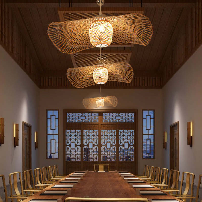 Muto Pendant Light Rattan/Metal, Gold, Kitchen Island