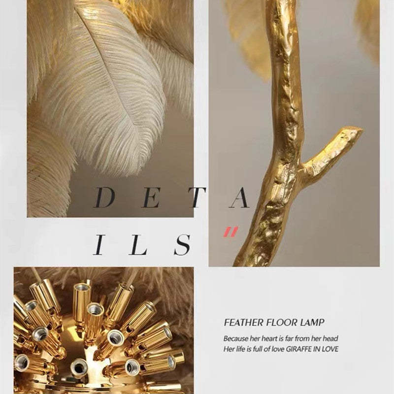 O'Moore Nordic Luxury Unique Ostrich Feather Floor Lamp/Table Lamp