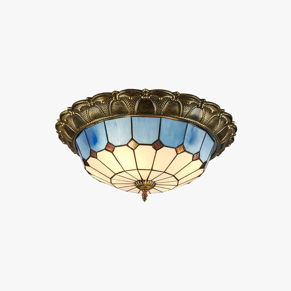 Eryn Retro LED Flush Mount Ceiling Light Glass Round Living Room