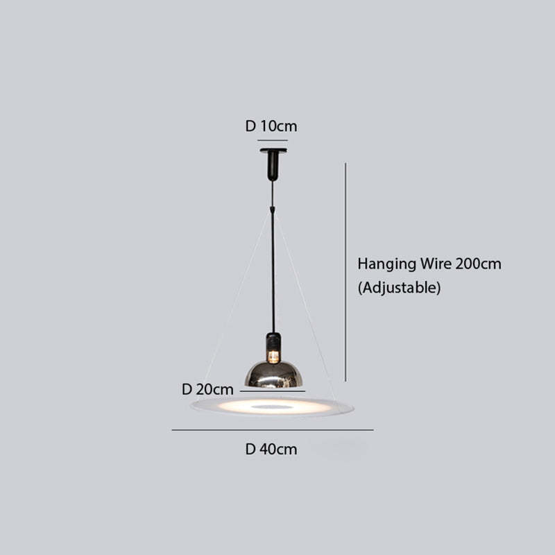 Levi Modern Minimalist Nordic Bell Metal/Acrylic Pendant Light, Chrome/Black