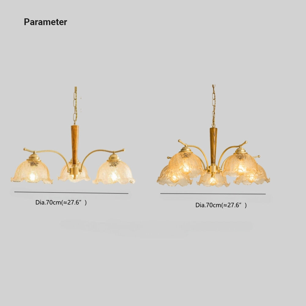 Lily Retro LED Metal Wood Chandeliers Living Room Bedroom