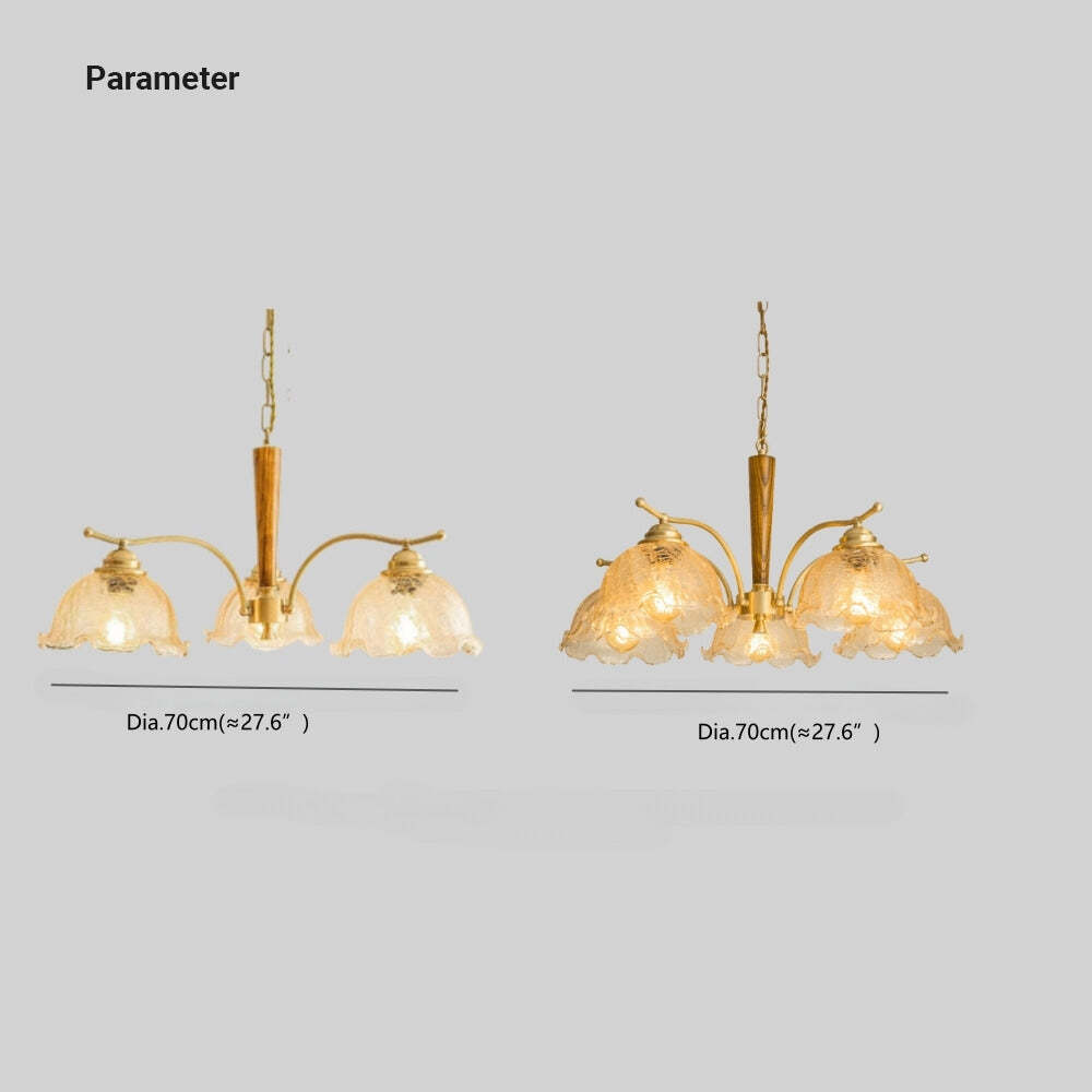 Lily Retro LED Metal Wood Chandeliers Living Room Bedroom