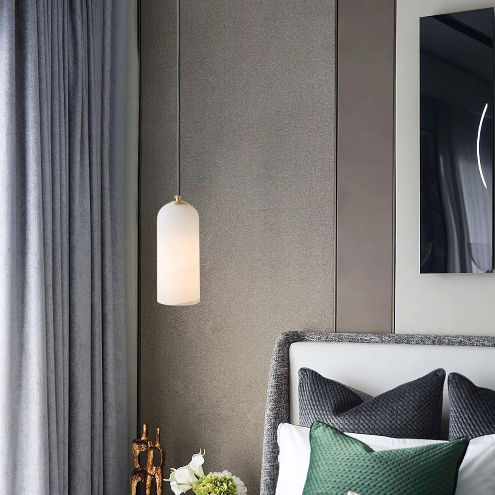 Jade Minimalism Metal Alabaster Pendant Light Bedroom Living Room