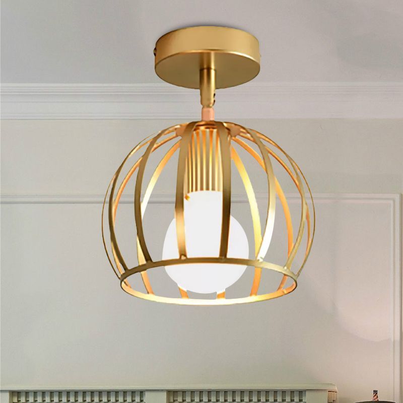 Herbert Semi Art Deco Globe Flush Mount Ceiling Light, Brass