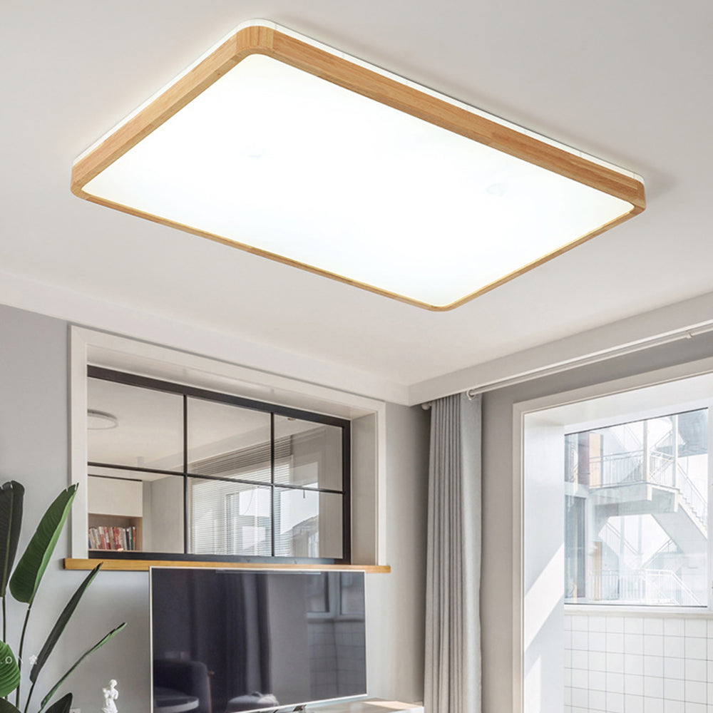 Ozawa wood flush mount ceiling light in modern living room
