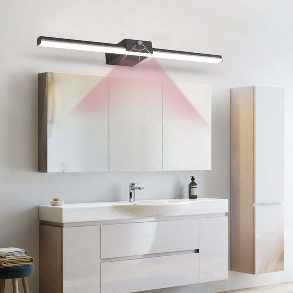 Edge Minimalist Linear Metal Wall Lamp, Black/White, Bathroom