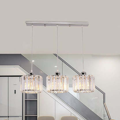 Hailie Modern Column Crystal Pendant Light, Stairs/Dining Room