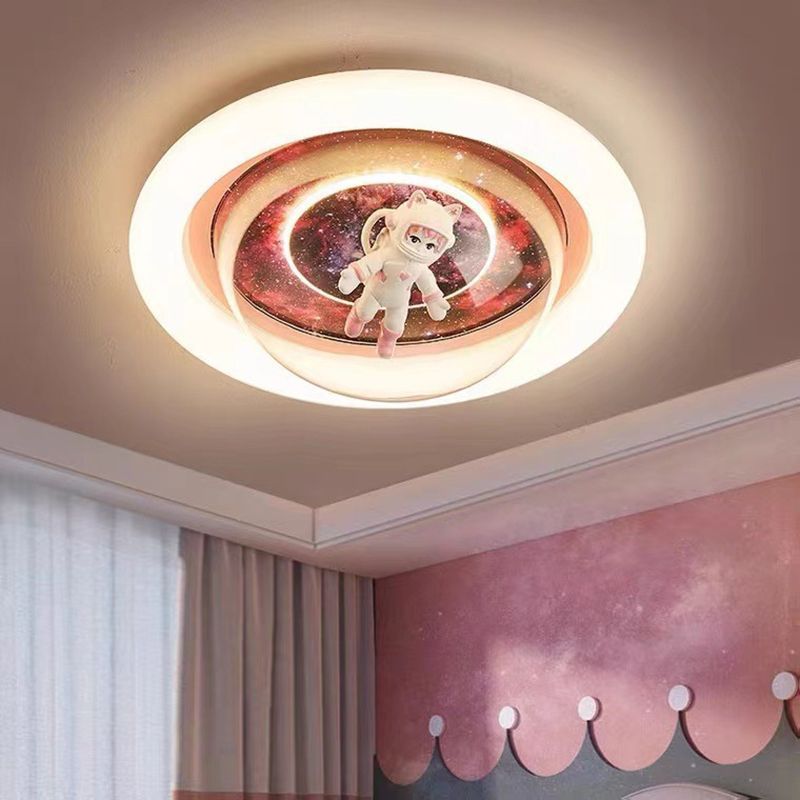 Fateh Cosmic Astronaut & Galaxy Motif Flush Mount Ceiling Light