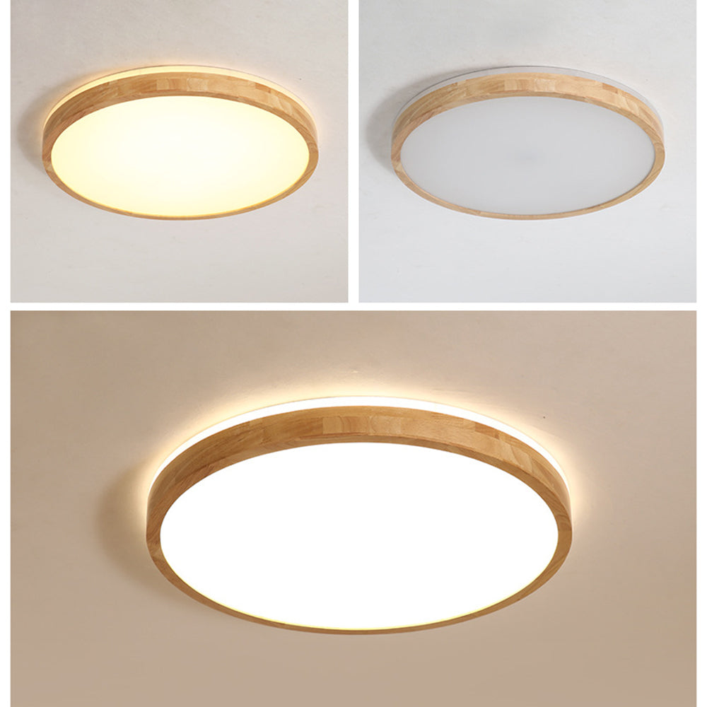 Ozawa Nordic flush mount ceiling light, round wood frame