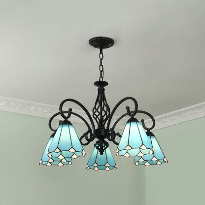 Silva Tiffany Mediterranean Branch Metal Chandelier