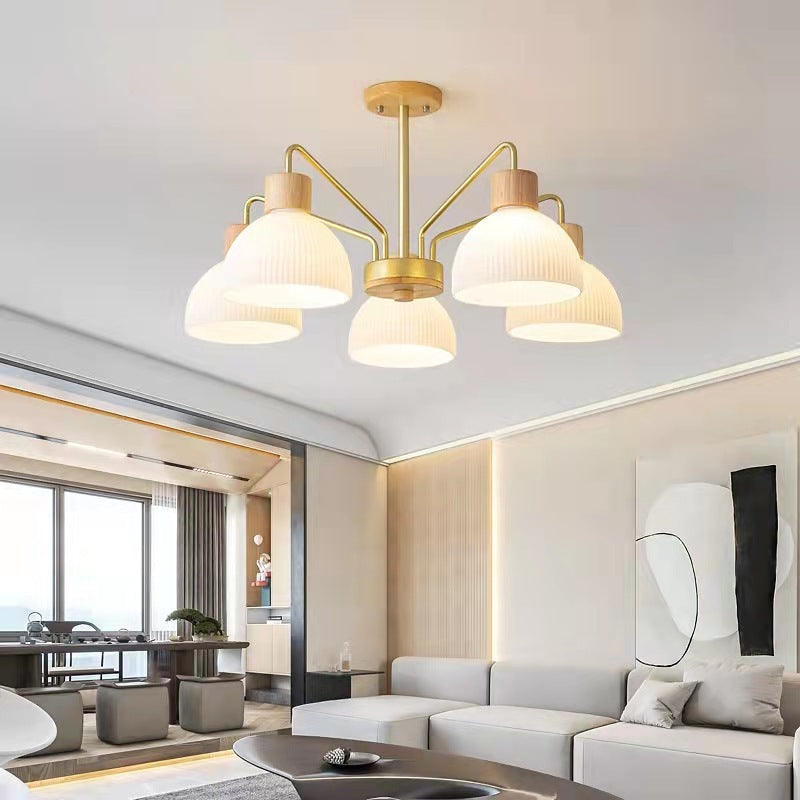 Lily Rustic Chandelier Metal/Wood/Glass Living Room/Dining Room